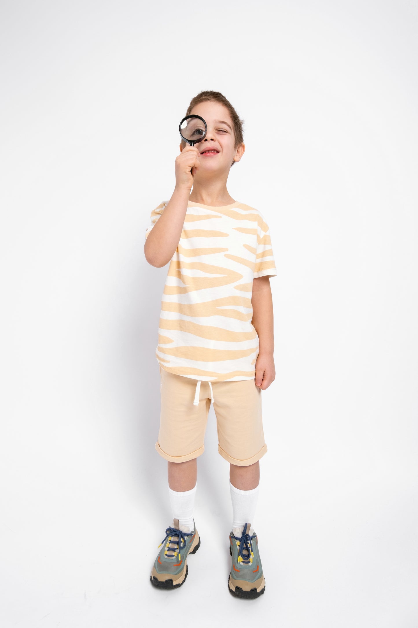 Short Sleeve T-Shirt in (Neutral Zebra) Pattern - Ecru