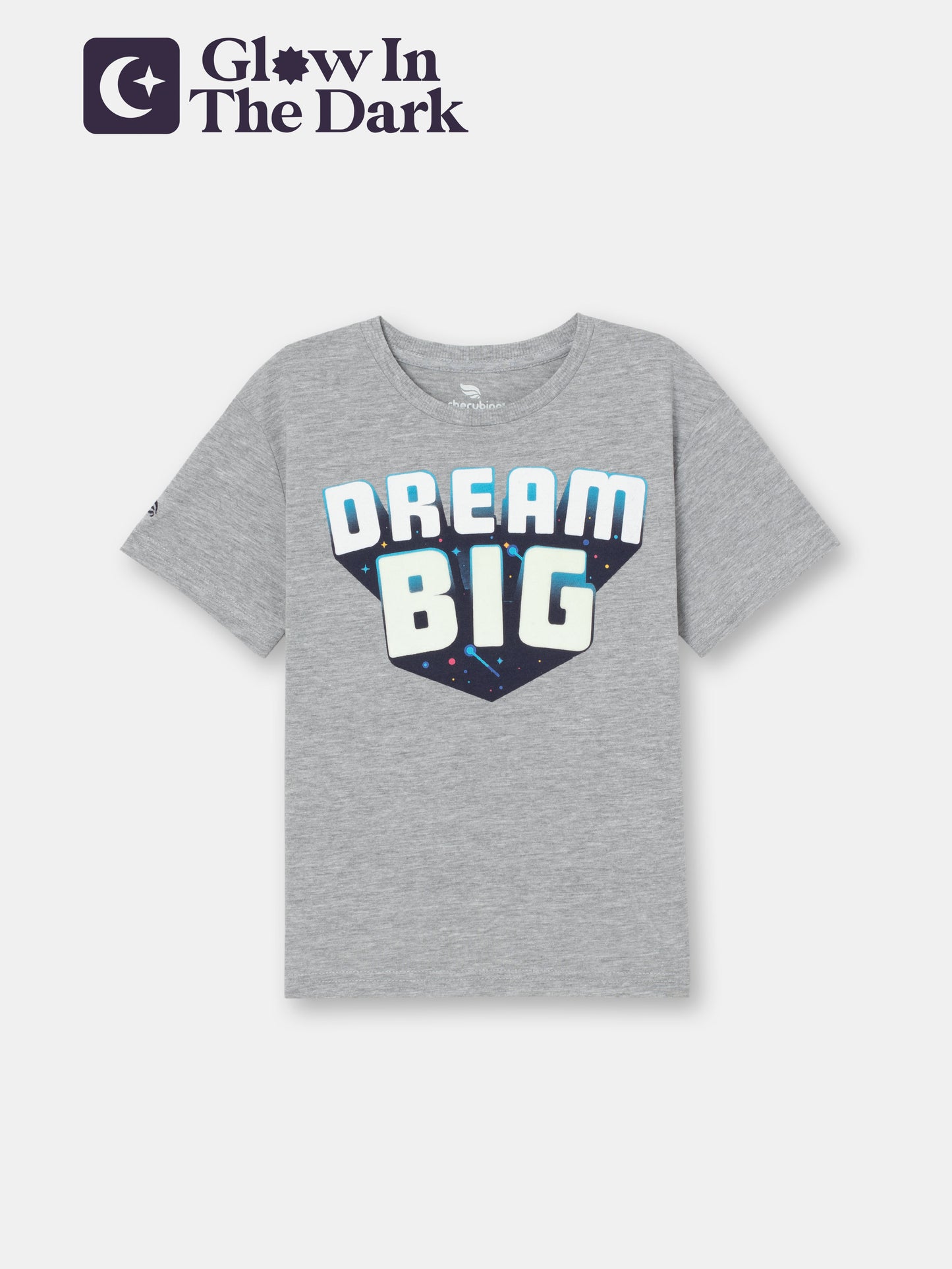 Short Sleeve T-Shirt with (Dream Big) Glow-in-the-Dark Phrase - Grey