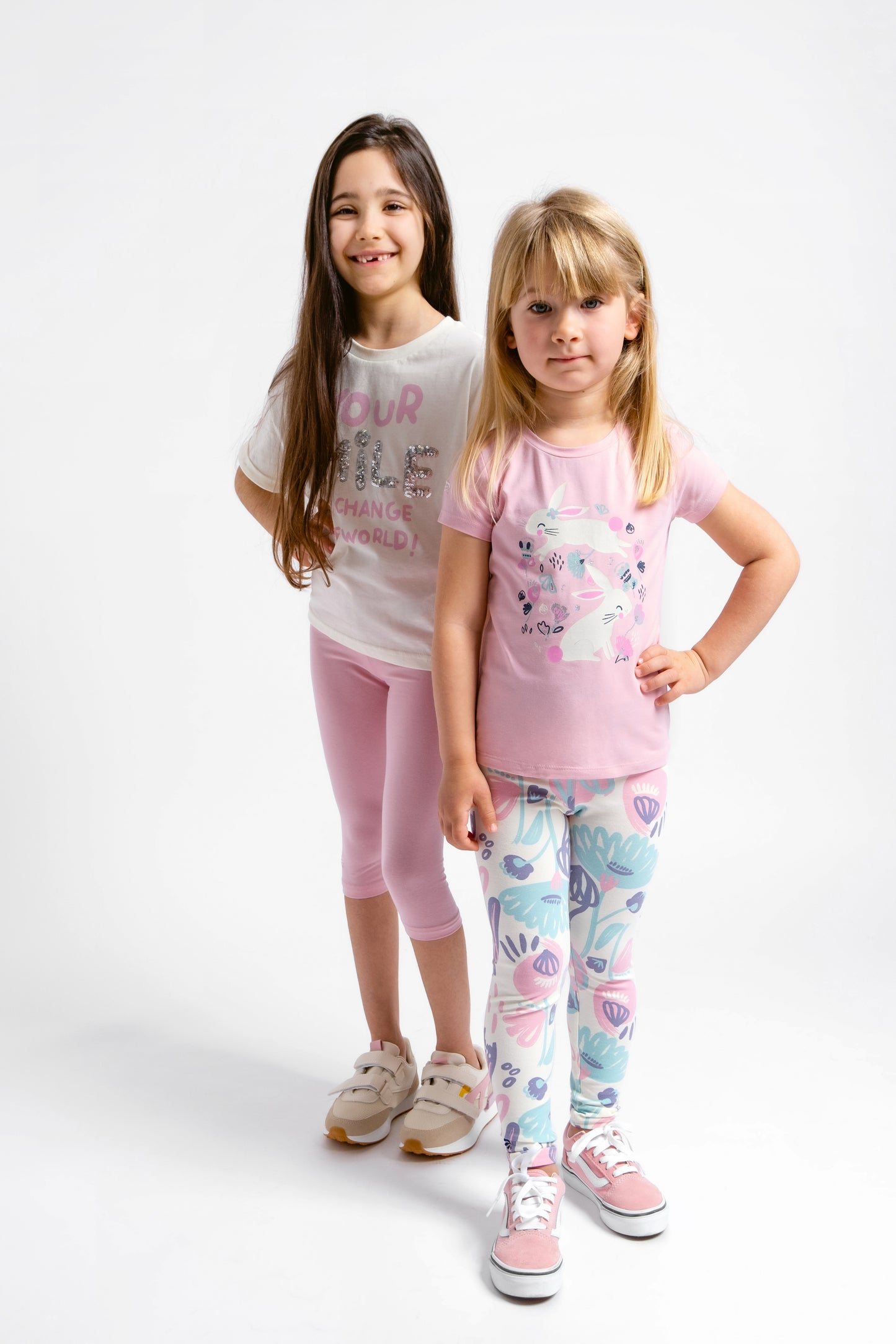 Cherubino "Soft Petals" Cozy Watercolor Floral Leggings for Girls