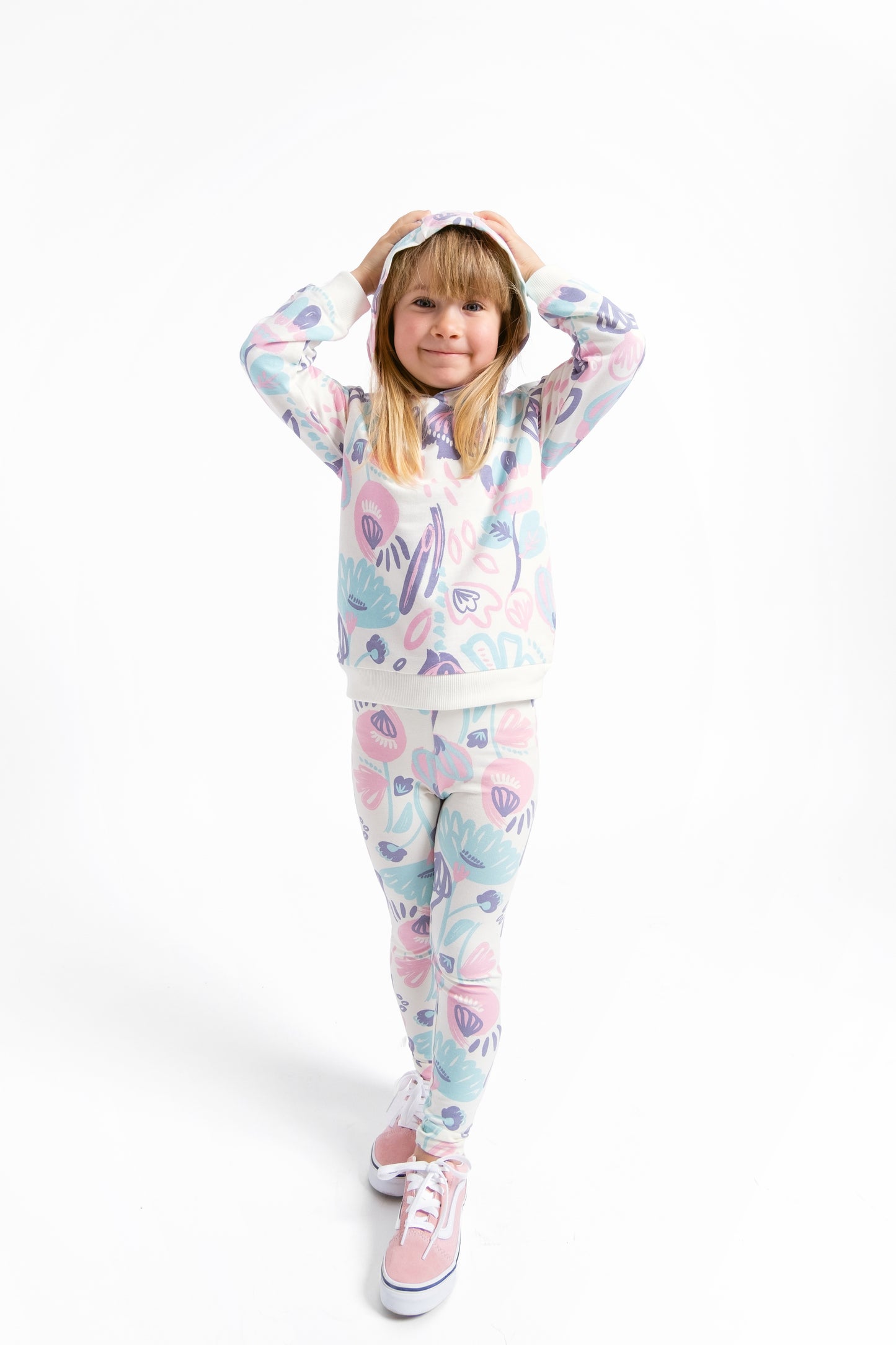 Cherubino "Soft Petals" Cozy Watercolor Floral Leggings for Girls