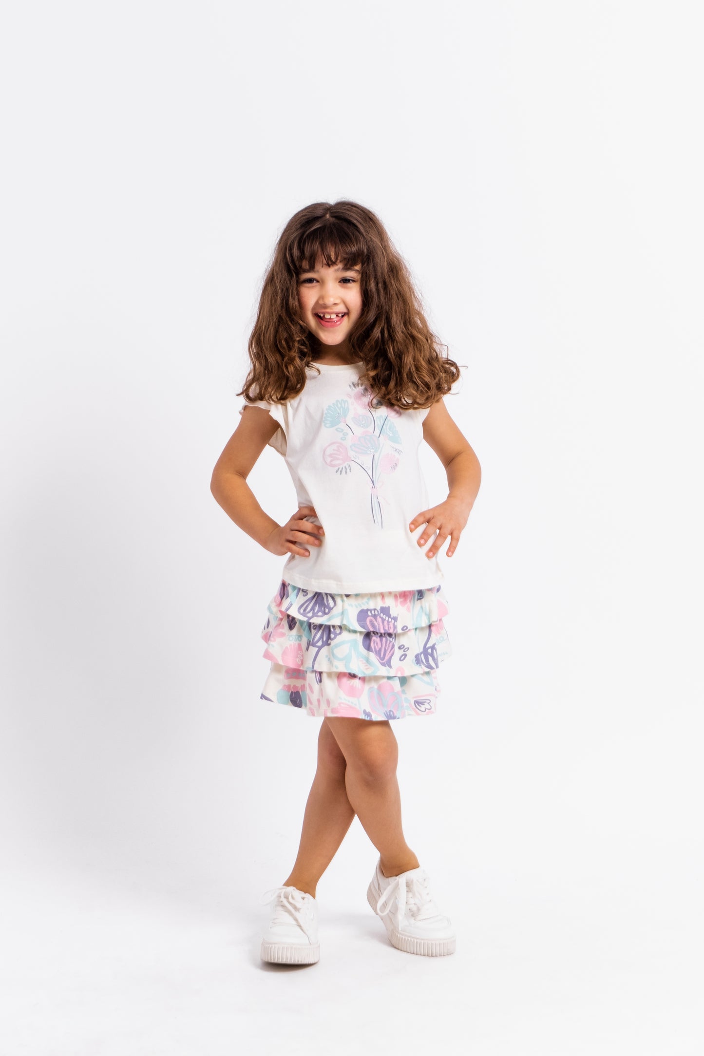 Cherubino Ruffled Floral Fantasy Skirt for Girls