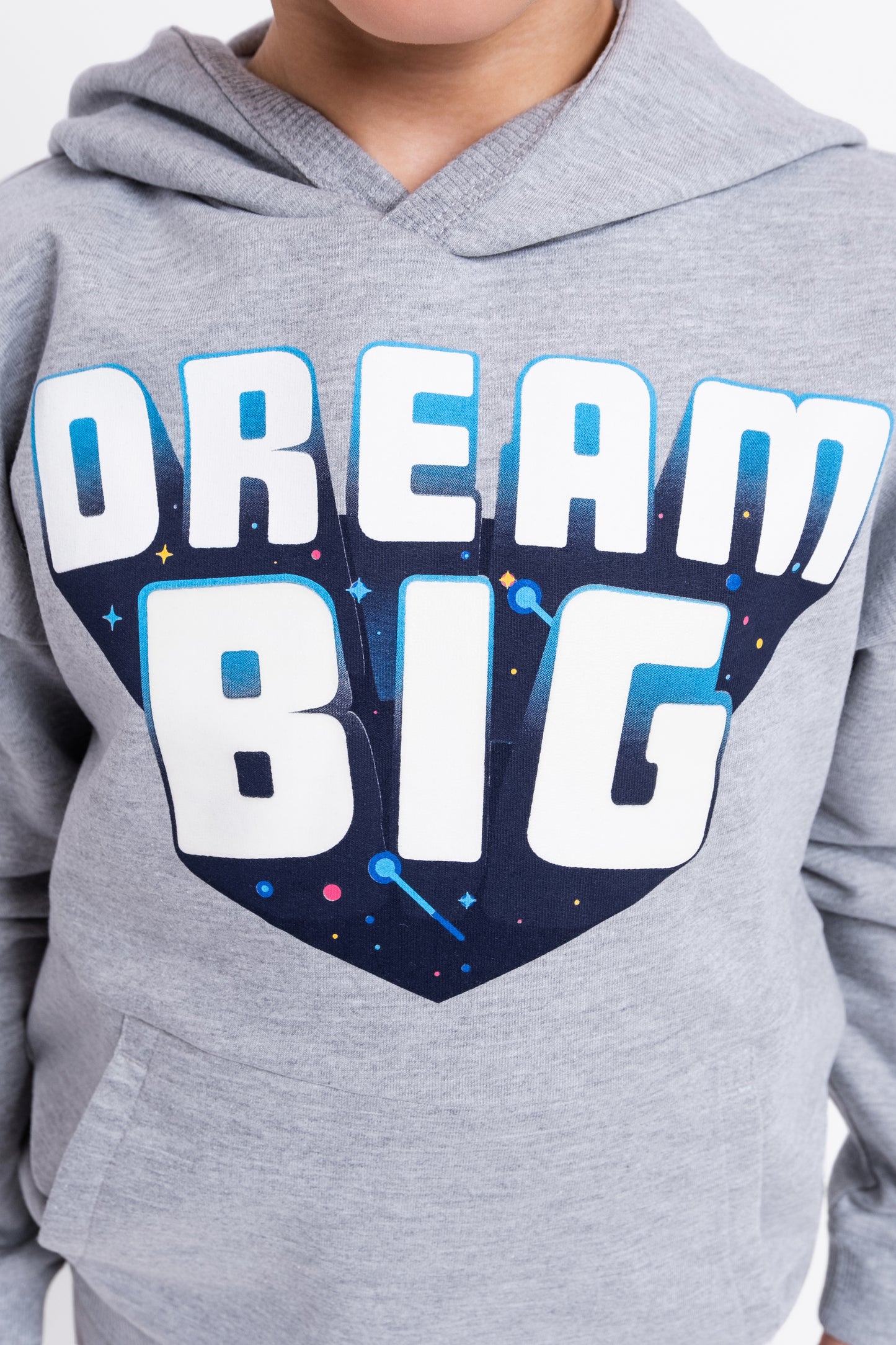 Hoodie Sweatshirt with (Dream Big) Glow-in-the-Dark Phrase - Grey