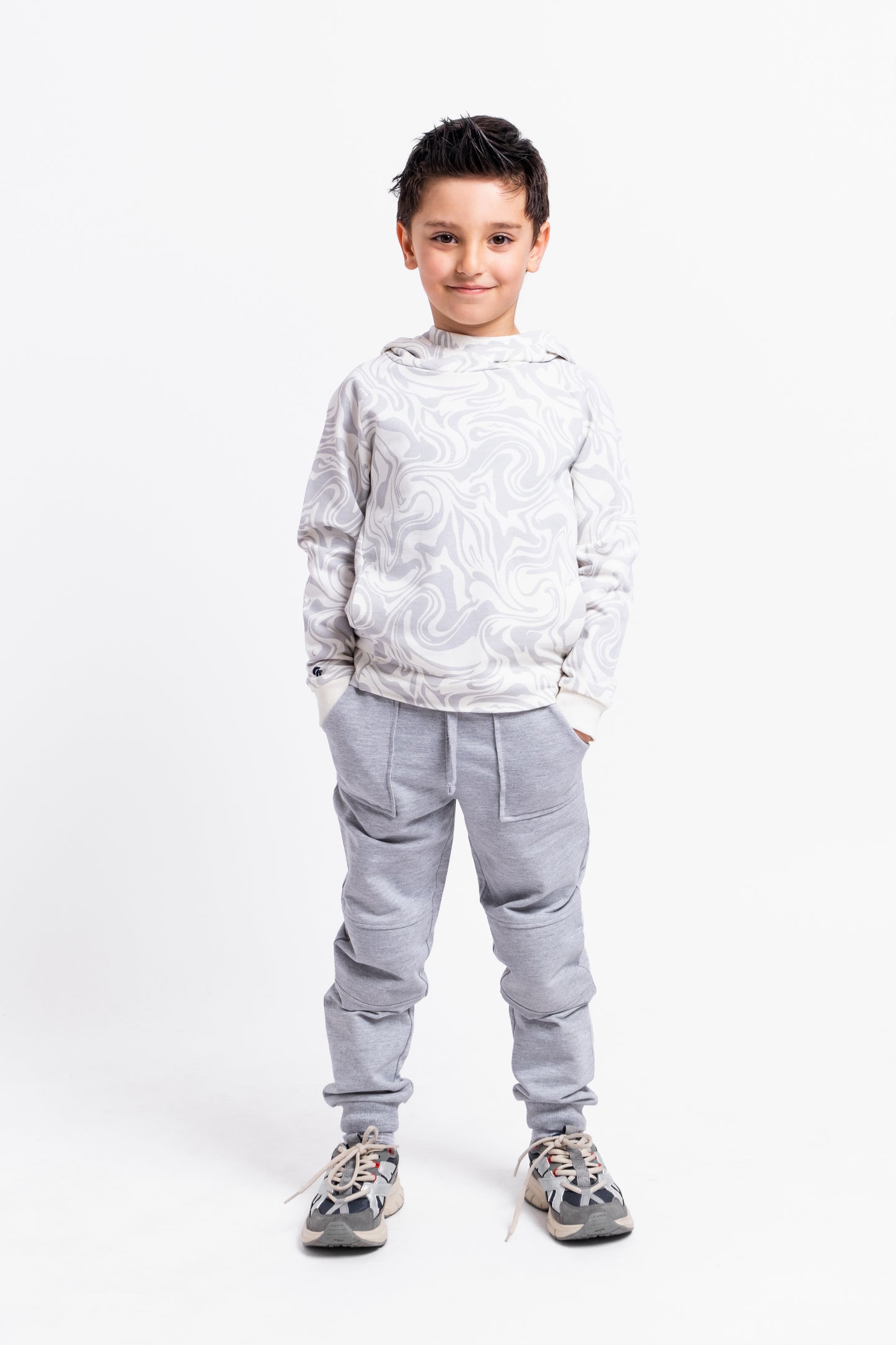 Hoodie Sweatshirt in (Galaxy) Pattern - White