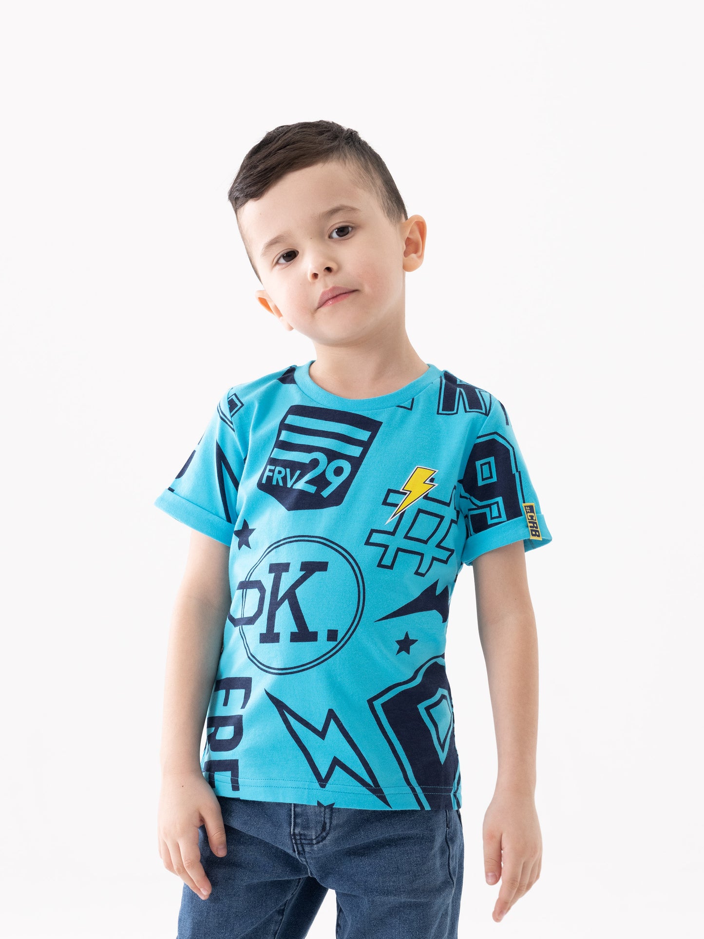 Cherubino Boys' Back-to-School Graphic T-Shirt in Blue – Comfy Top for School, Play, and More