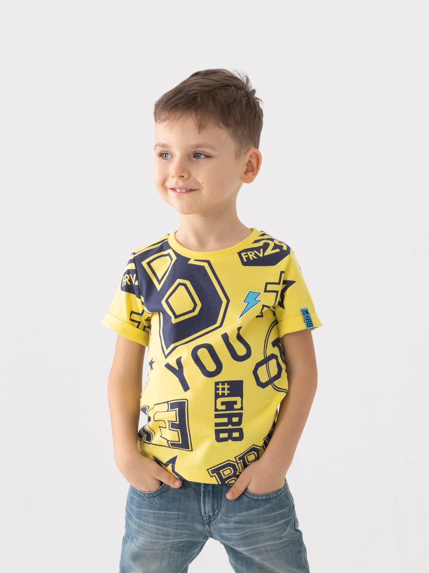 Cherubino Boys' Back-to-School Graphic T-Shirt in Yellow – Comfy Top for School, Play, and More