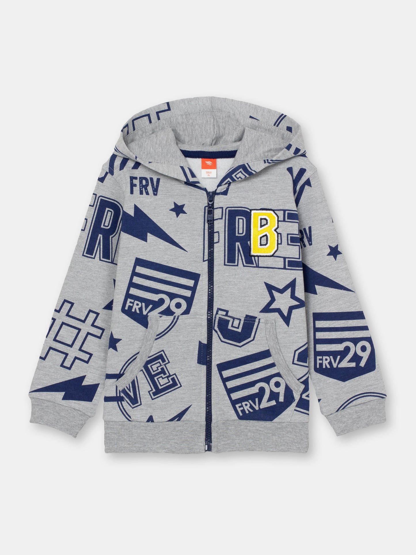 Hoodie Bomber in Stickers Pattern - Grey