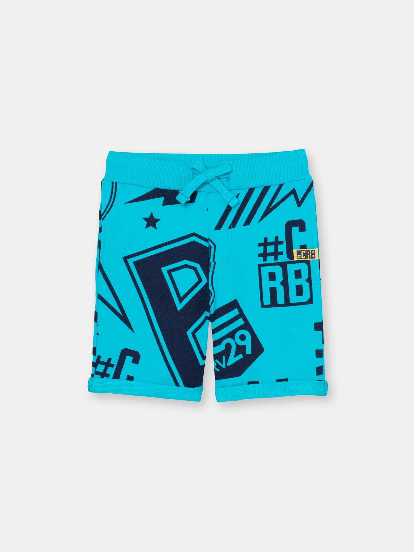 Shorts in Stickers Pattern with CRB Patch - Blue