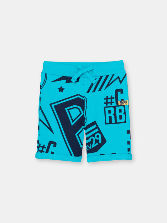 Shorts in Stickers Pattern with CRB Patch - Blue