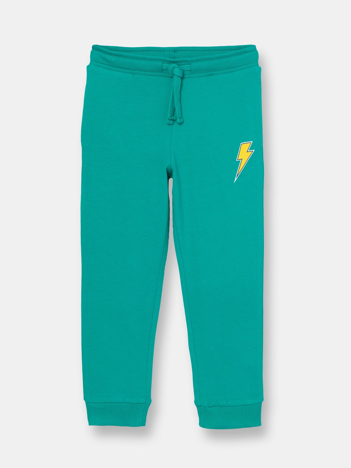 Solid Joggers with Thunderbolt Patch - Green