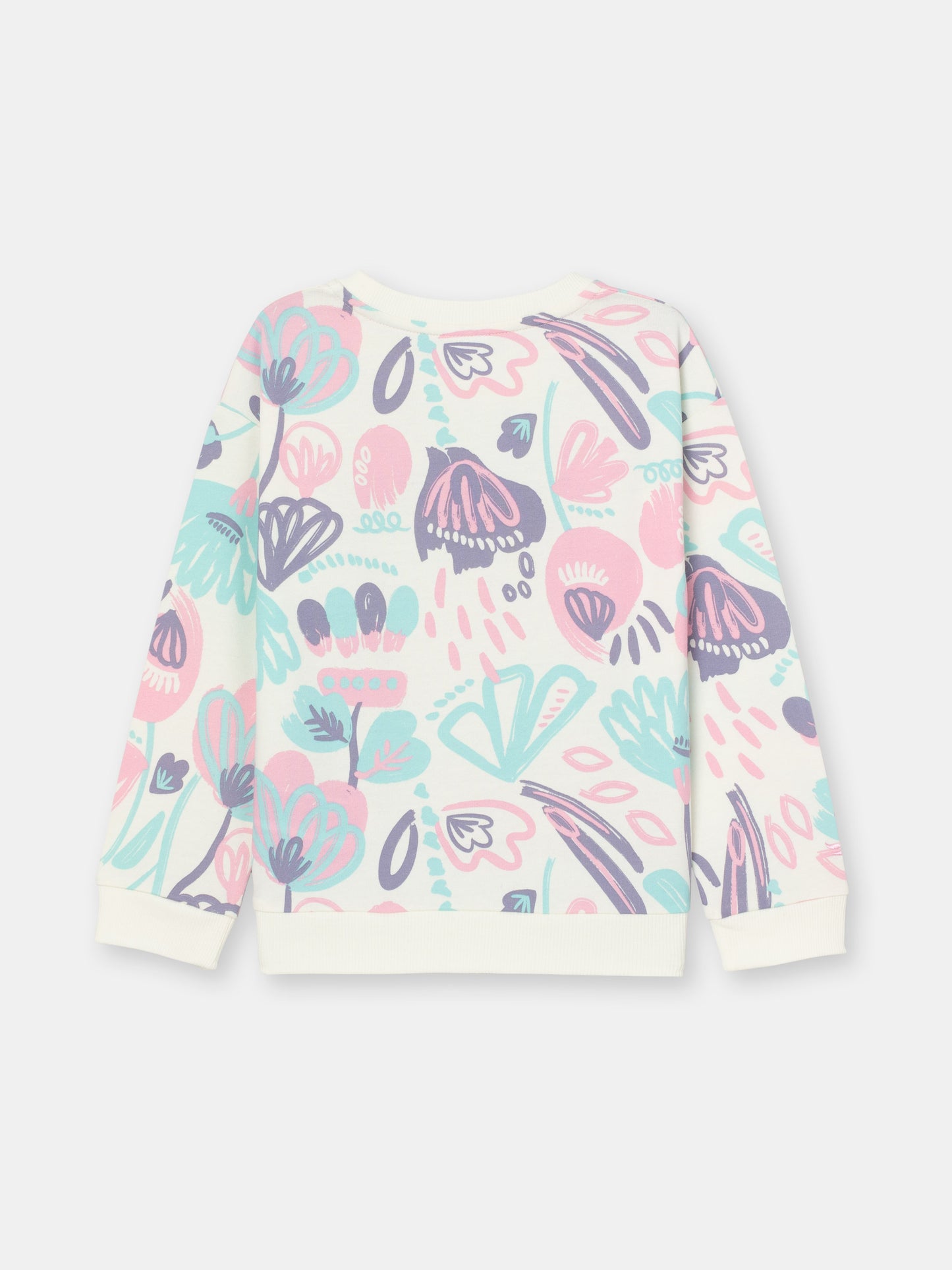 Patterned Sweatshirt (in Watercolor Floral) with embroidery - Ecru