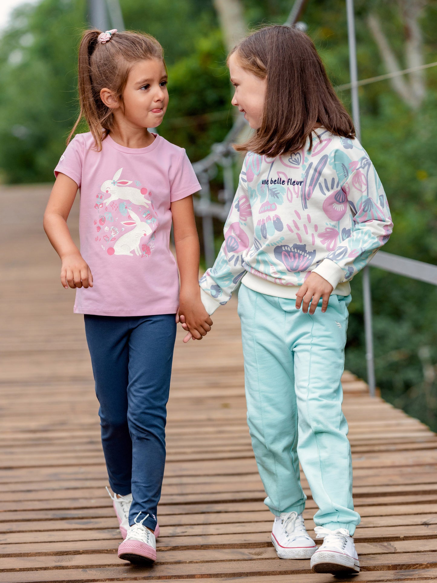 Patterned Sweatshirt (in Watercolor Floral) with embroidery - Ecru