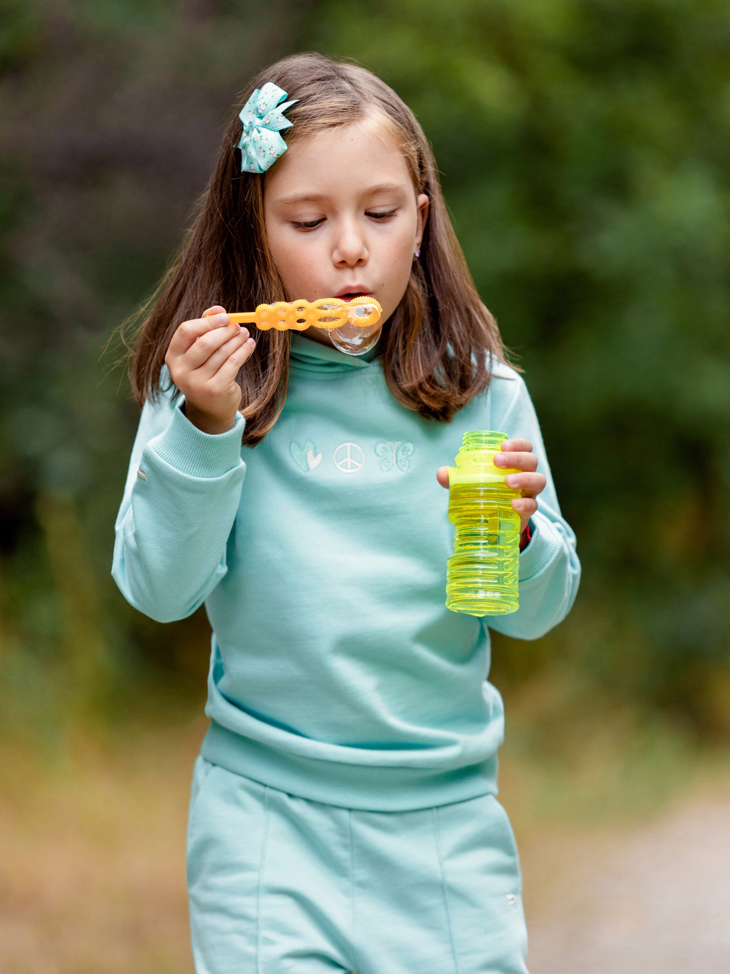 Solid Hoodie Sweatshirt with Embroidery - Atlantis