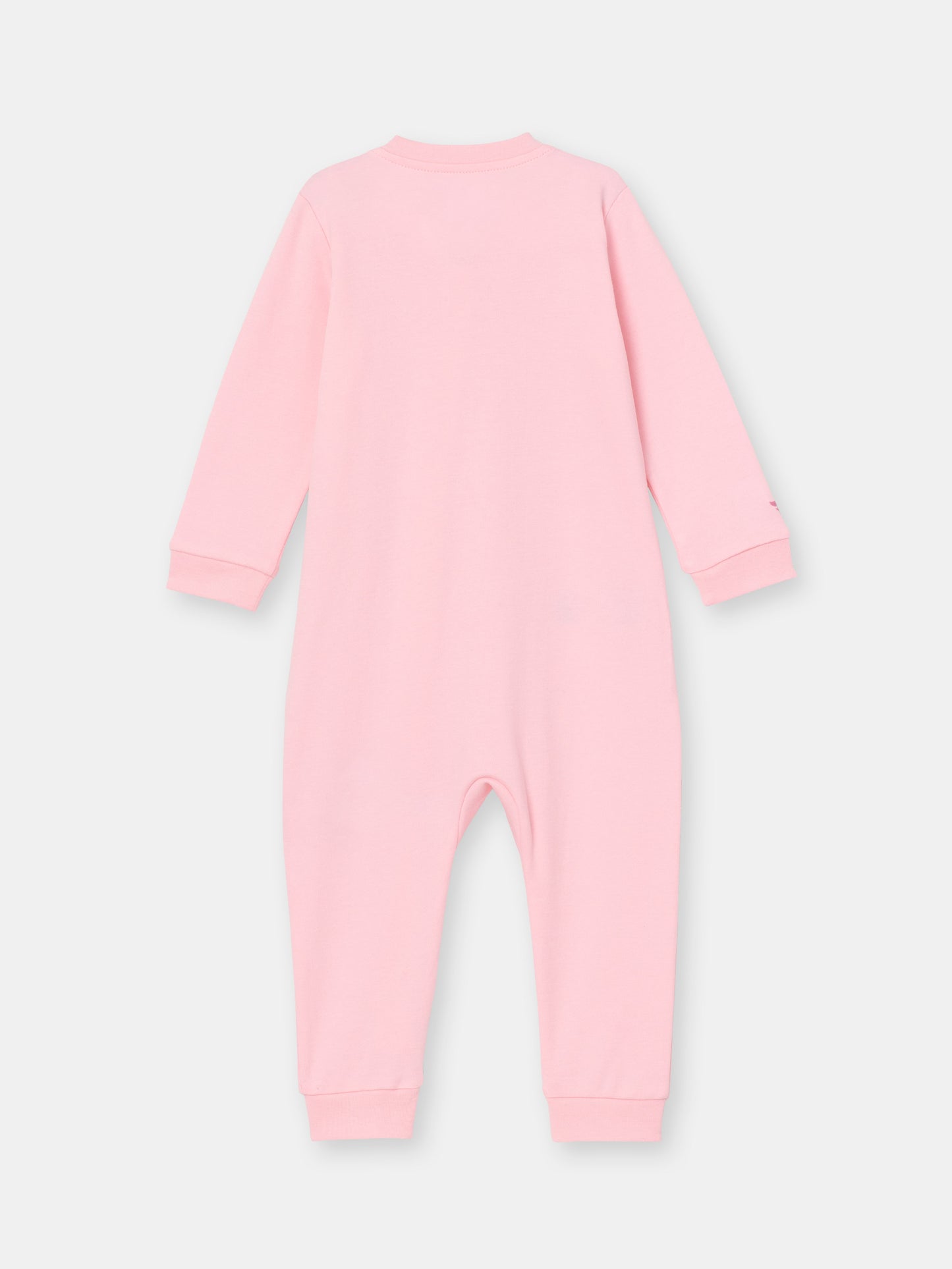 Solid On-the-Go Zipper Jumpsuit with Non-Slip Footies with Embroidered Pocket - Pink