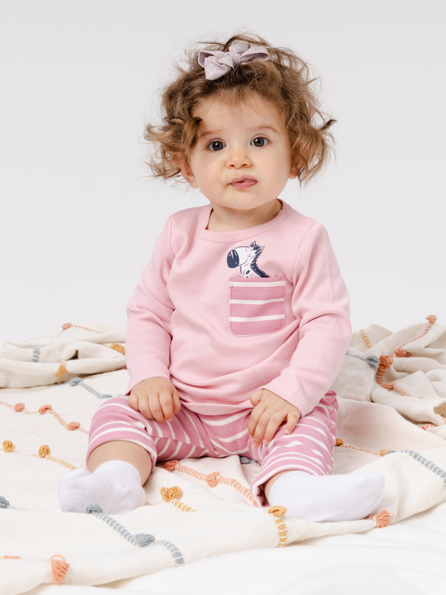 Two Piece Long Sleeve Top & Pant Set - Pink