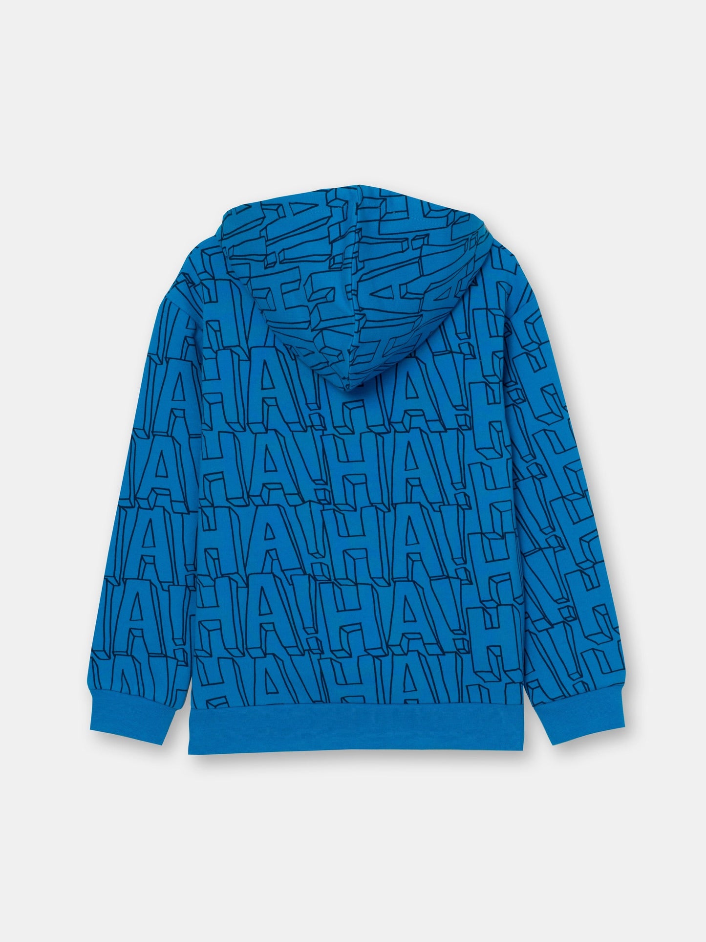 CWKB 62843-42-297 - Cherubino boys azure blue hoodie with smile print - back