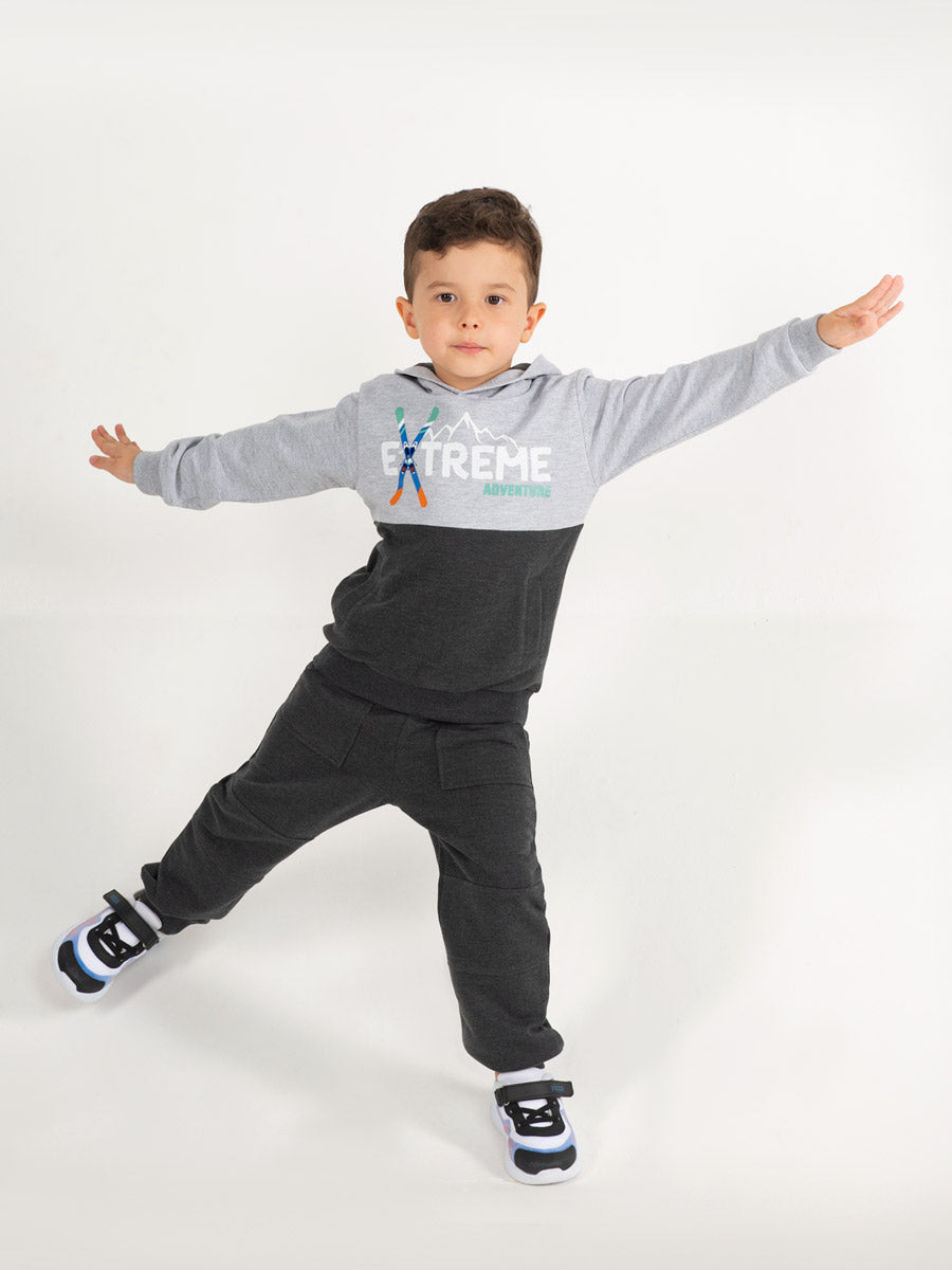 CWKB 62865-12-287 - Cherubino boys grey hoodie with extreme adventure print - model2