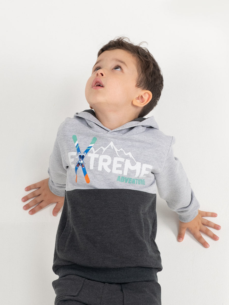 CWKB 62865-12-287 - Cherubino boys grey hoodie with extreme adventure print - model1
