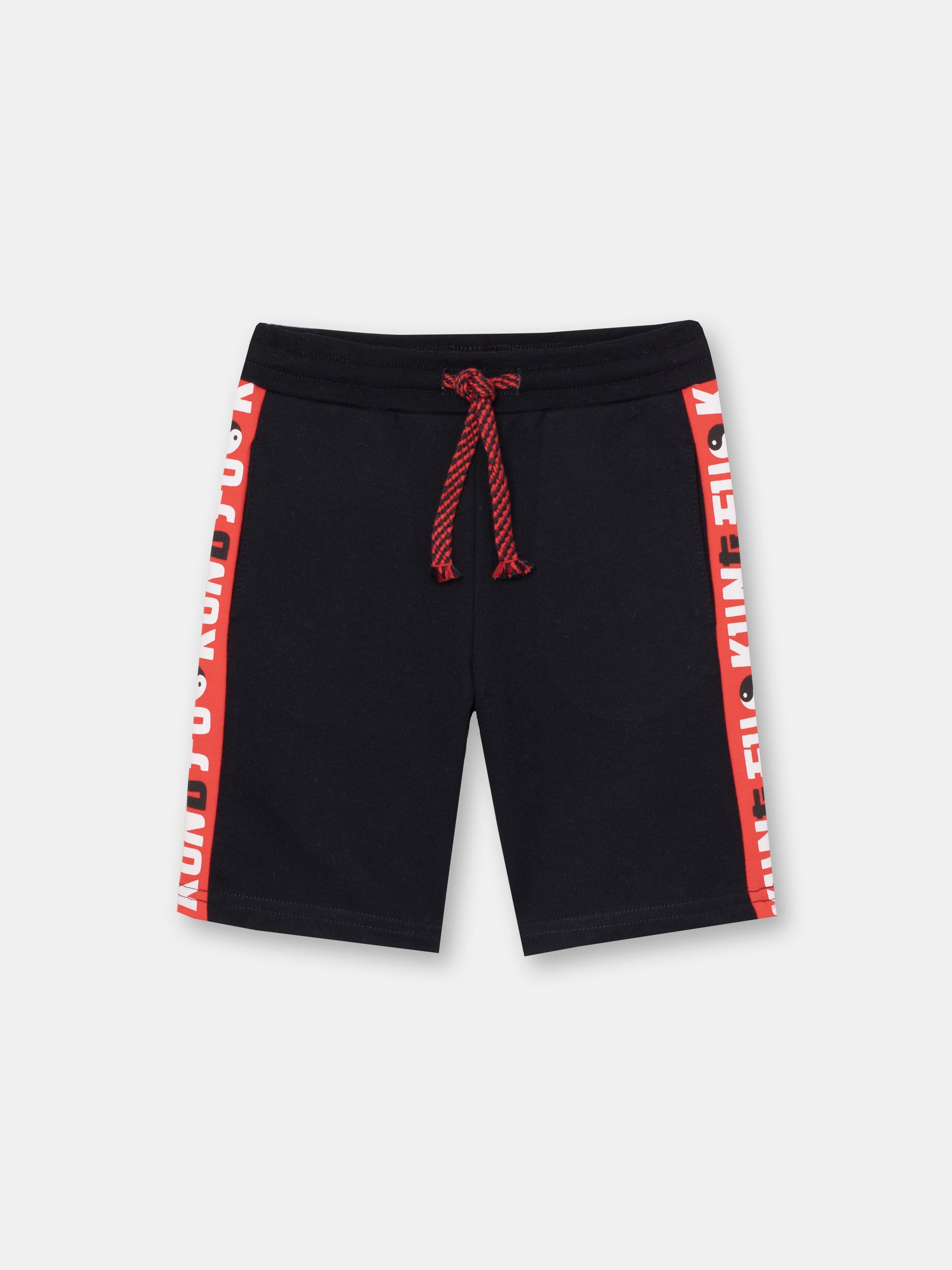 CWKB 70074-22-283 - Cherubino boys black shorts with kung fu print - front