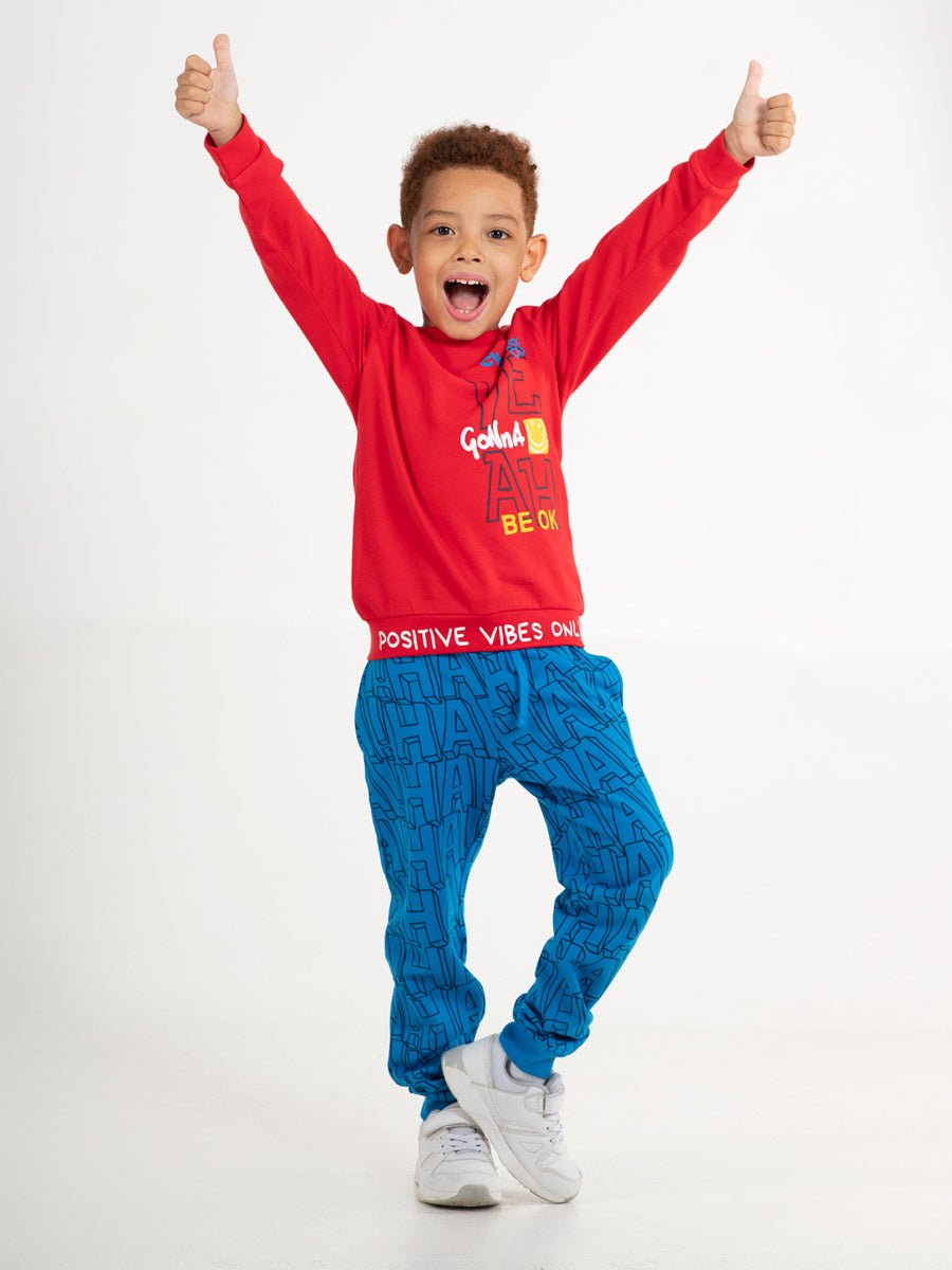 CWKB 70084-42-297 - Cherubino boys blue pants with haha print - model2