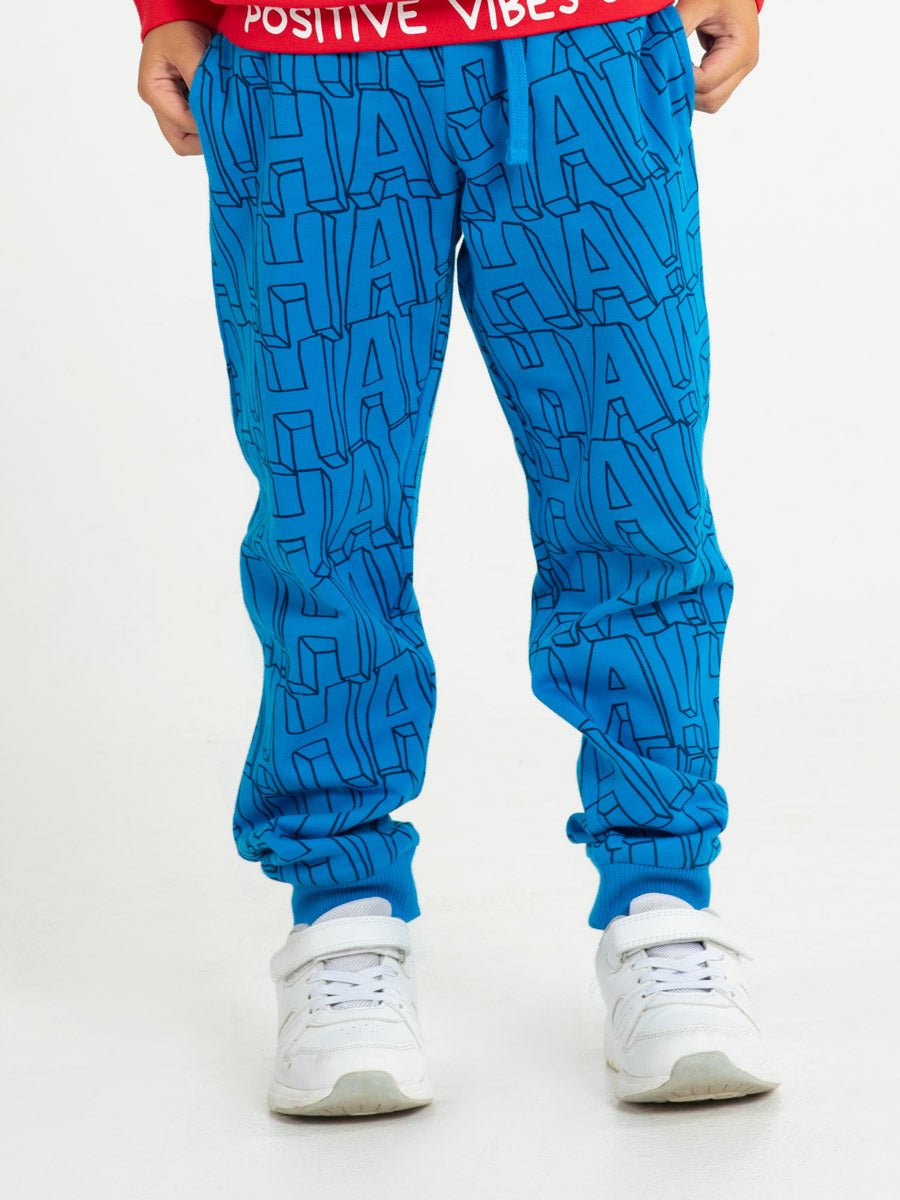 CWKB 70084-42-297 - Cherubino boys blue pants with haha print - model1