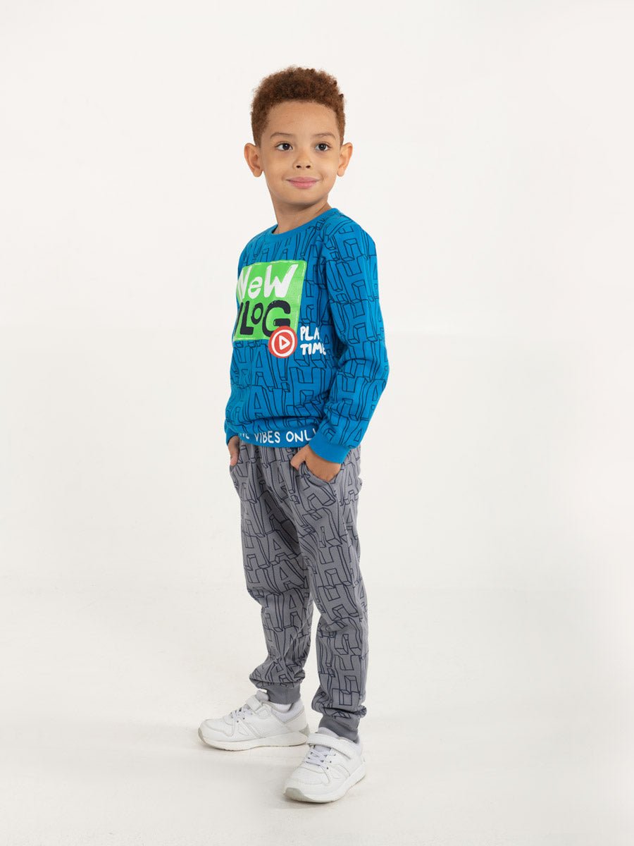 CWKB 70084-23-297 - Cherubino boys grey pants with haha print - model2