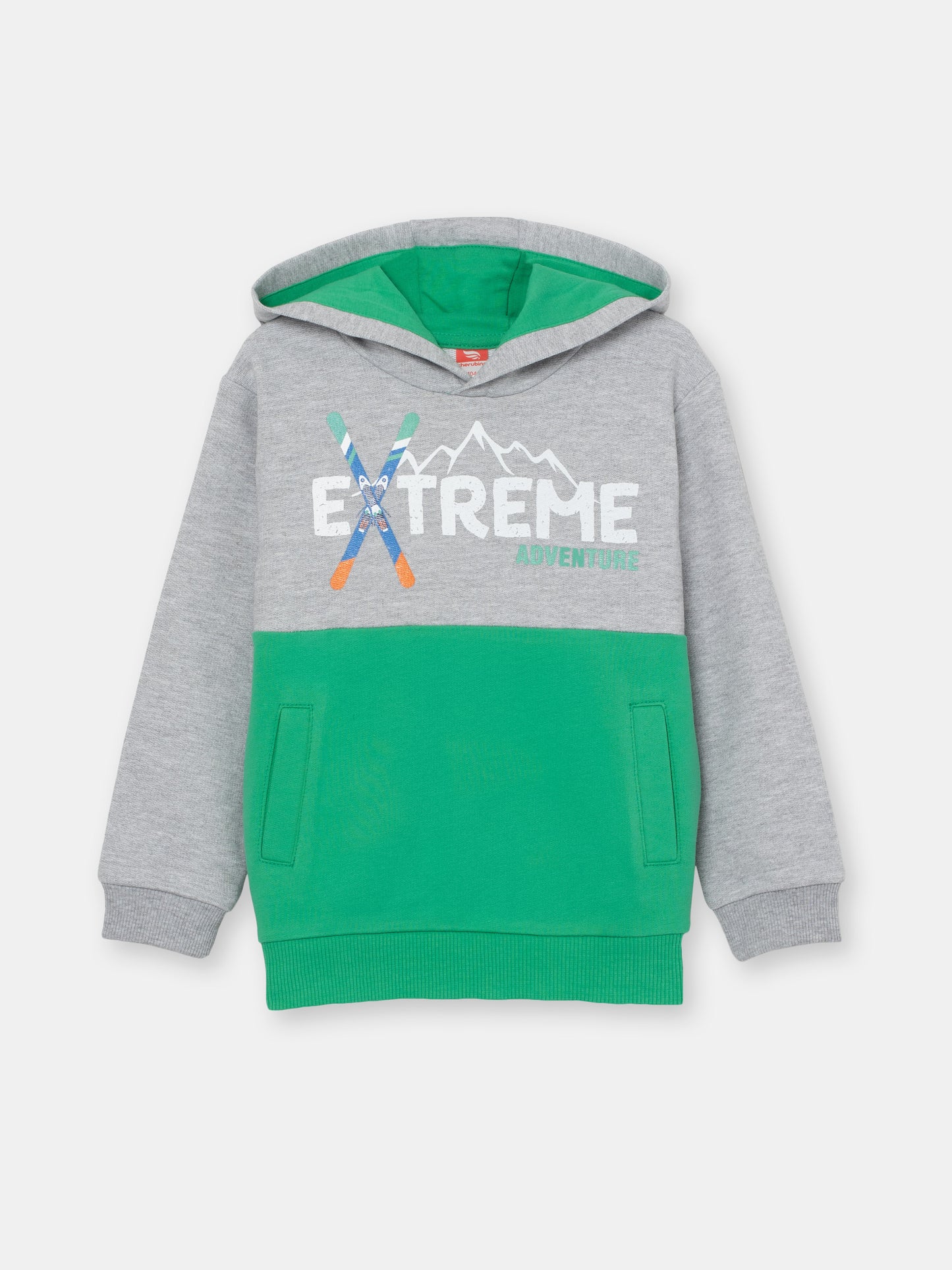 Boys Green Hoodie with Extreme Adventure Print