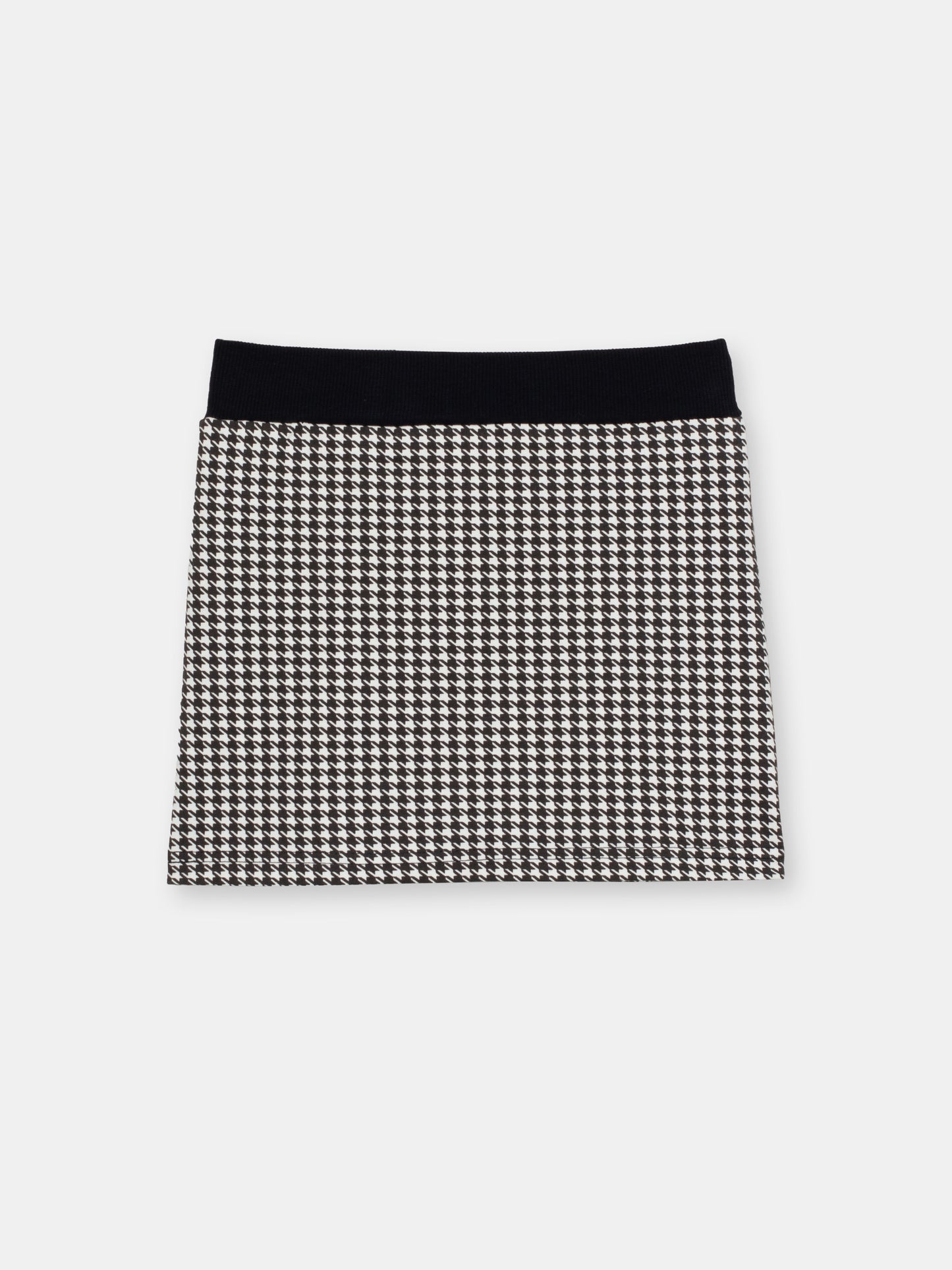 Girl Black and White Checked Print Skirt