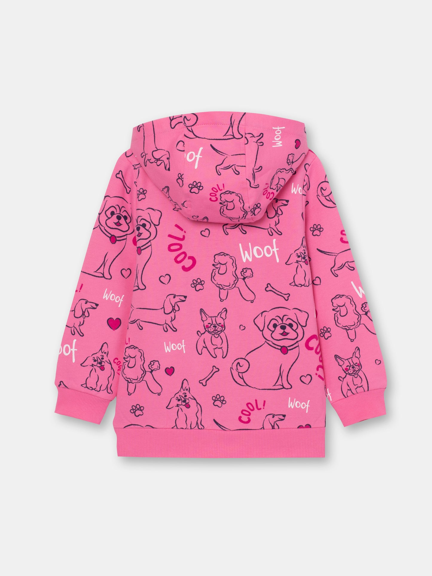 CWKG 62811-27-282 - Cherubino girls bright pink hoodie with cute puppies print - back