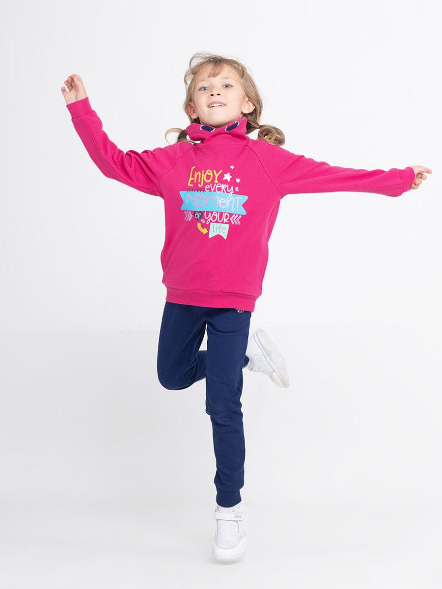 Girls Raspberry Hoodie with Enjoy Every Moment Print