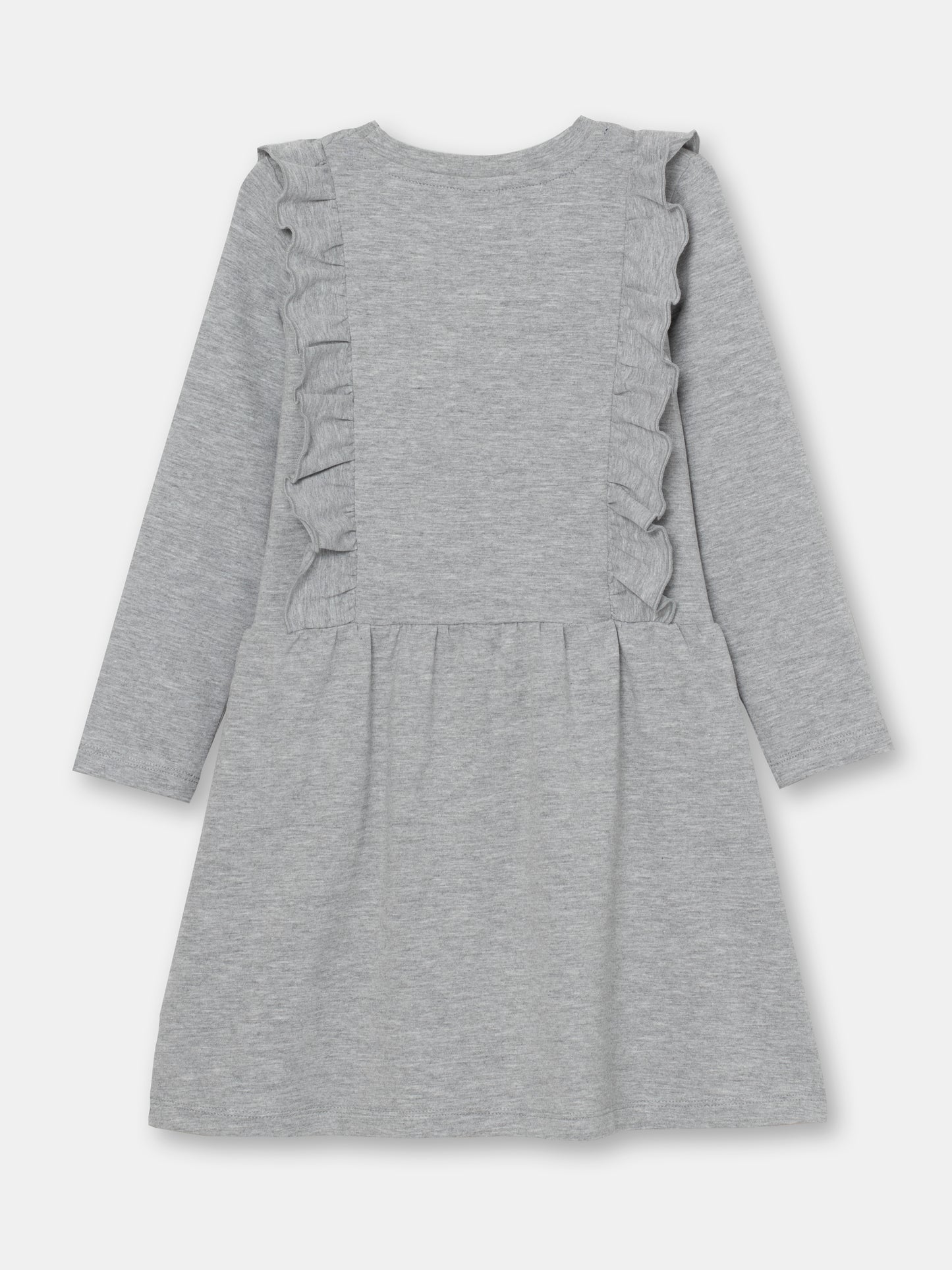 CWKG 62813-11-282 - Cherubino girls light grey melange dress with flower print - back