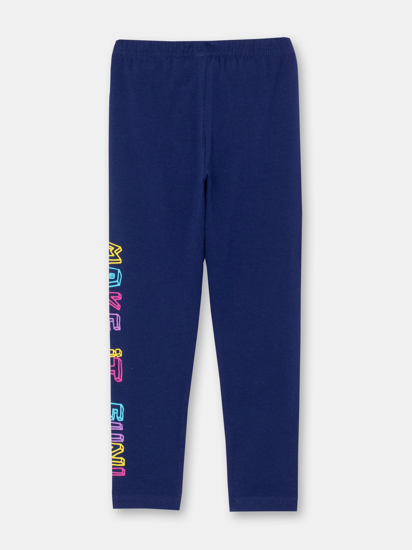 CWKG 70070-41-282 - Cherubino girls dark blue leggings with make it fun print - back