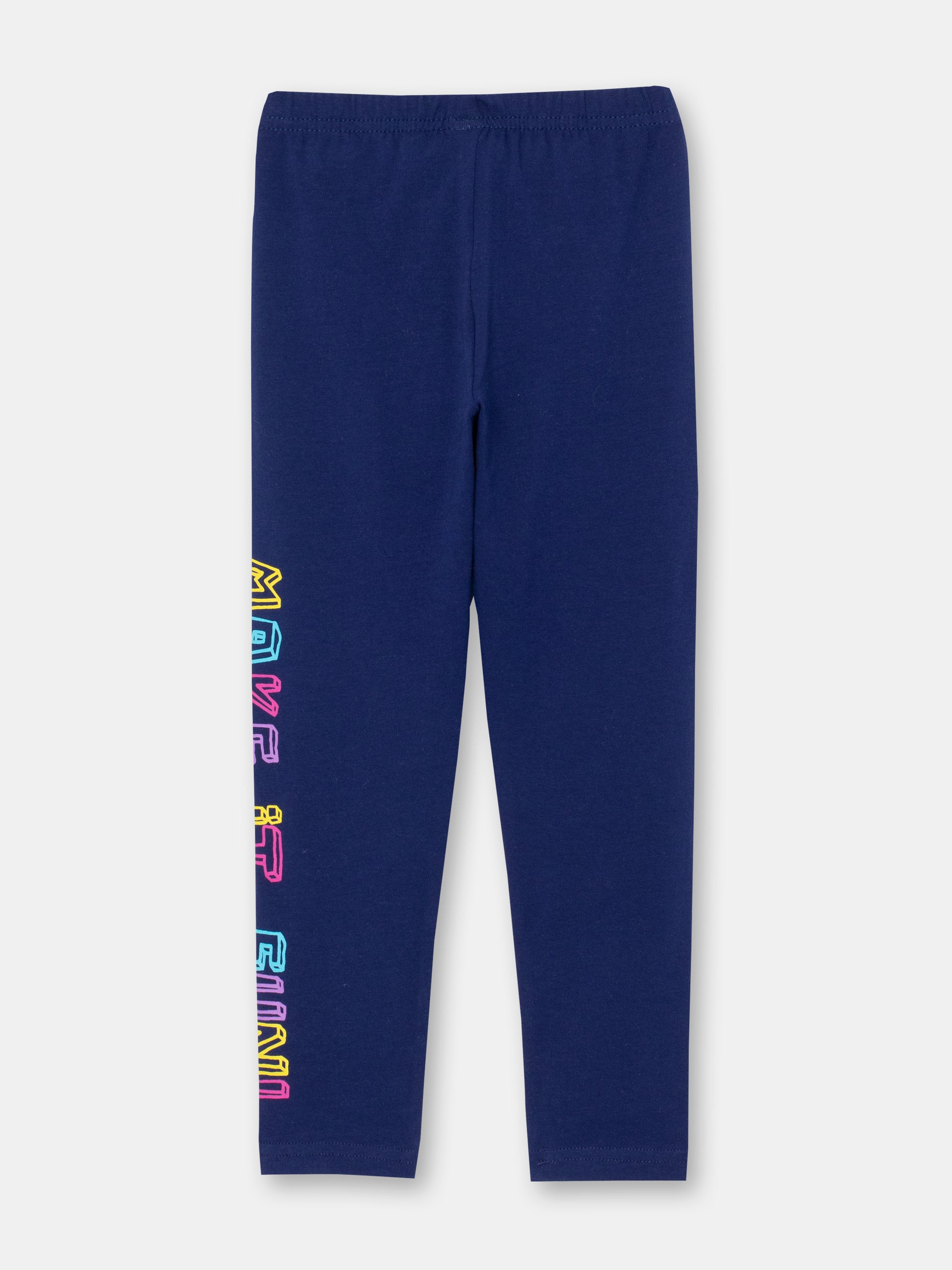 CWKG 70070-41-282 - Cherubino girls dark blue leggings with make it fun print - back