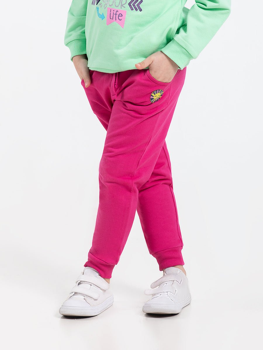 Girls Raspberry Pants with Sunshine Embroidery