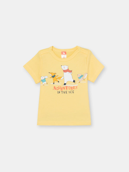 Baby Boys Yellow T-shirt with Ice Adventures Print