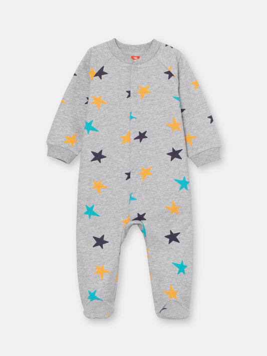 Newborn Baby Boys Grey Bodysuit with Stars Print