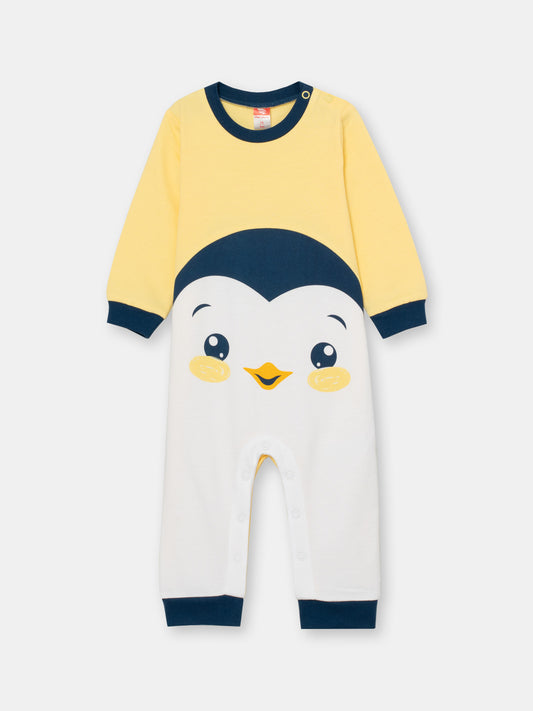Newborn Baby Boys Yellow Bodysuit with Penguin Print
