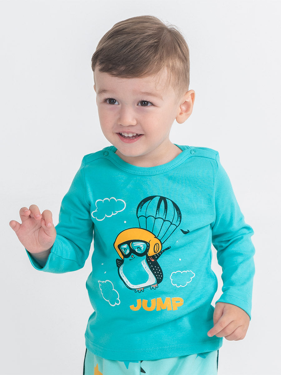 Baby Boys Atlantis Long Sleeve T-shirt with Penguin Jump Print